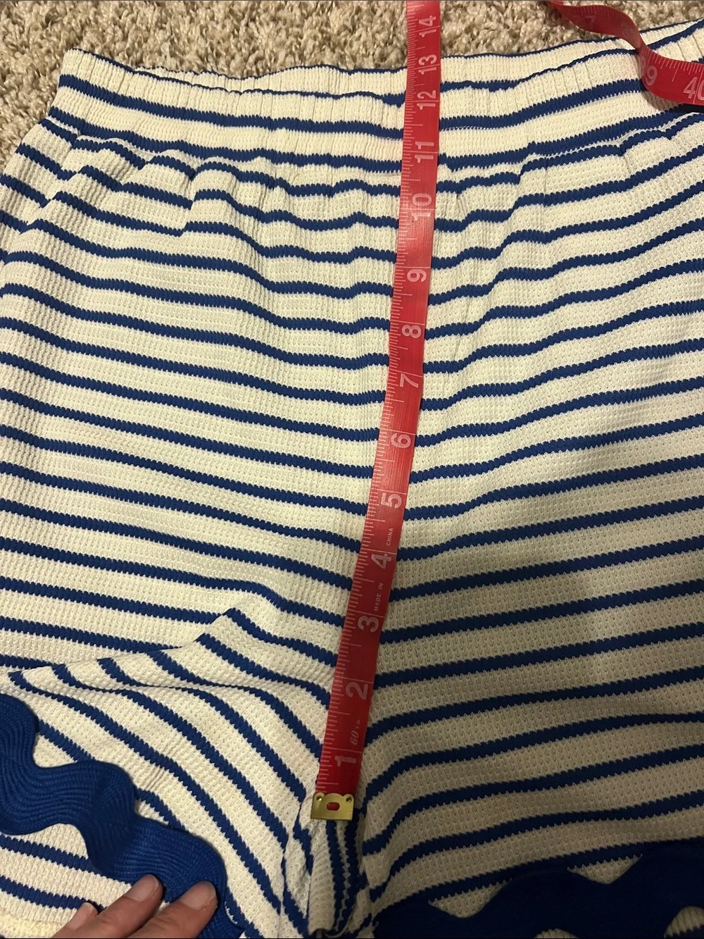 Entro Royal Blue & White Striped Elastic Shorts with Ric Rac Scalloped Hem CUTE! - Picture 3 of 11
